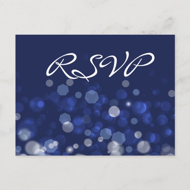 Blue Winter Themed Wedding RSVP Postkarten (Vorderseite)