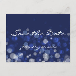 Blue Winter Themed Wedding Save the Date Postcards Ankündigungspostkarte