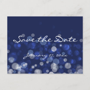 Blue Winter Themed Wedding Save the Date Postcards Ankündigungspostkarte
