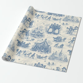 Blue Winter Toile Chinoiserie Geschenkpapier