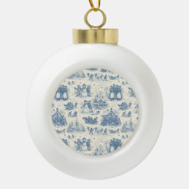 Blue Winter Toile Chinoiserie Keramik Kugel-Ornament
