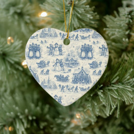 Blue Winter Toile Chinoiserie Keramik Ornament