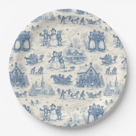 Blue Winter Toile Chinoiserie Pappteller