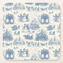Blue Winter Toile Chinoiserie Rechteckiger Pappuntersetzer