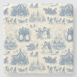 Blue Winter Toile Chinoiserie Steinuntersetzer