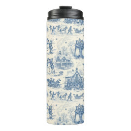 Blue Winter Toile Chinoiserie Thermosbecher