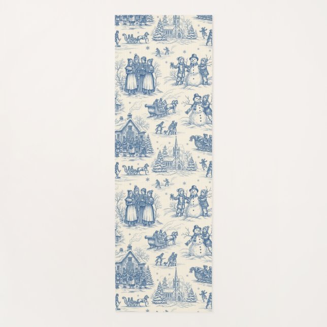 Blue Winter Toile Chinoiserie Yogamatte (Vorderseite)