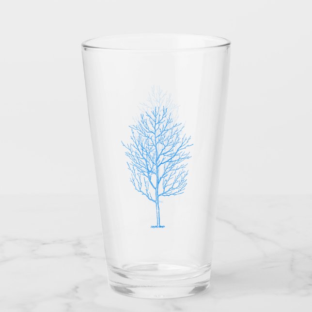 Blue Winter Tree Glass Glas (Vorderseite)
