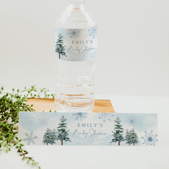Blue Winter Water Labels für Babydusche Wasserflaschenetikett (Von Creator hochgeladen)
