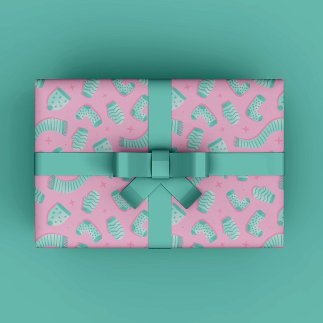 Blue Winter Weihnachtsgeschenk Geschenkpapier (Modern Cozy Winter Gift Wrapping Paper for Christmas gift wrapping in mint and teal trendy colors.)