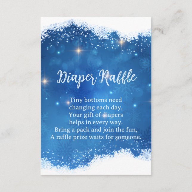 Blue Winter Wonderland Diaper Raffle Card Begleitkarte (Vorderseite)