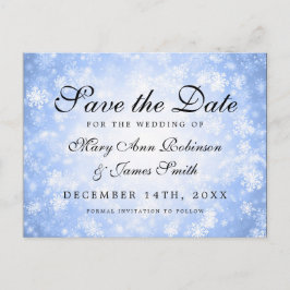 Blue Winter Wonderland Elegant Save the Date Ankündigungspostkarte