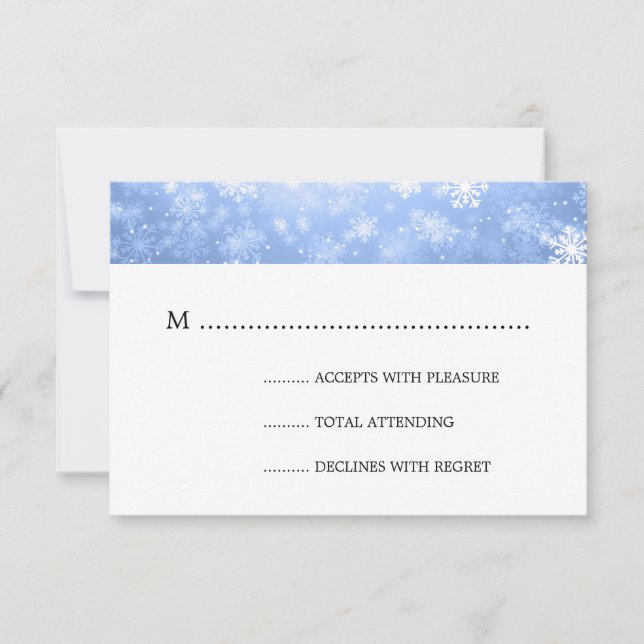 Blue Winter Wonderland Elegante Wedding UAWG RSVP Karte (Vorderseite)
