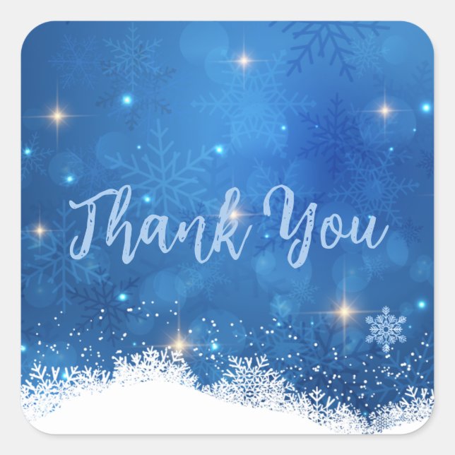 Blue Winter Wonderland Envelope Seals | Snowflakes Quadratischer Aufkleber (Vorderseite)
