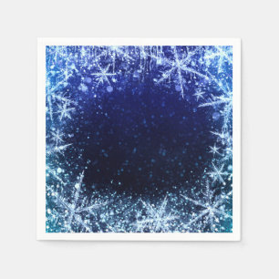 Blue Winter Wonderland Icy Snowflakes Party Serviette