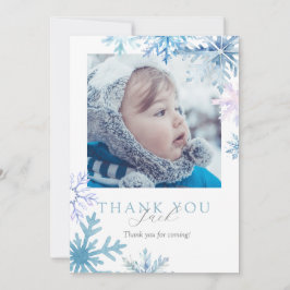 Blue Winter Wonderland photo thank you card Dankeskarte