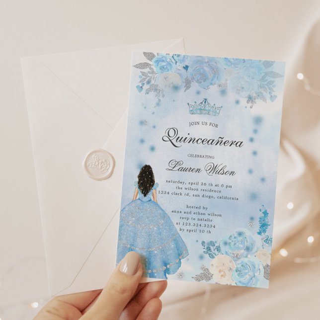 Blue Winter Wonderland Quinceanera Einladung (Von Creator hochgeladen)