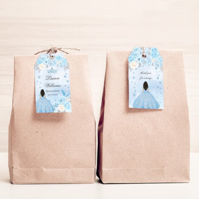 Blue Winter Wonderland Quinceanera Party Geschenkanhänger (Von Creator hochgeladen)