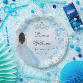 Blue Winter Wonderland Quinceanera Party Pappteller