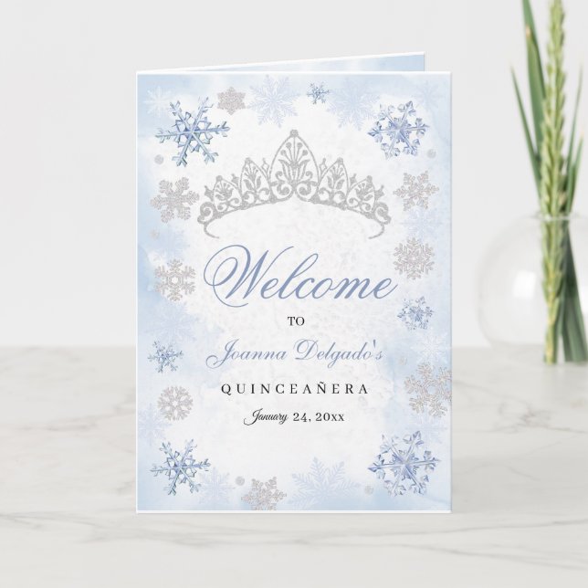 Blue Winter Wonderland Quinceanera Programm (Vorderseite)