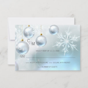 Blue Winter Wonderland Snow Scene UAWG Wedding RSVP Karte