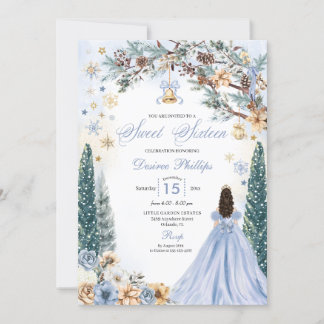 Blue Winter Wonderland Snowflake 16 . Geburtstag Einladung