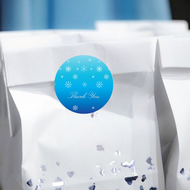 Blue Winter Wonderland Snowflake Baby Danke Runder Aufkleber (Von Creator hochgeladen)