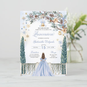 Blue Winter Wonderland Snowflake Quinceanera Einladung