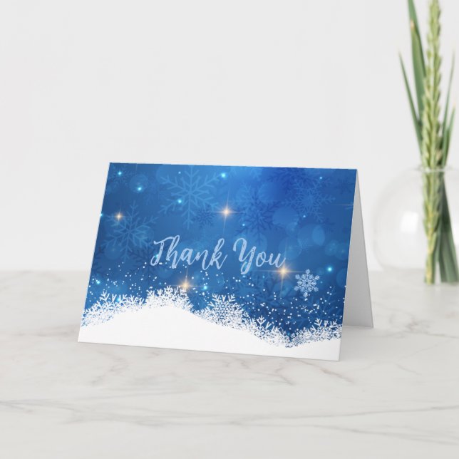 Blue Winter Wonderland Thank You Card | Snowflakes Dankeskarte (Vorderseite)