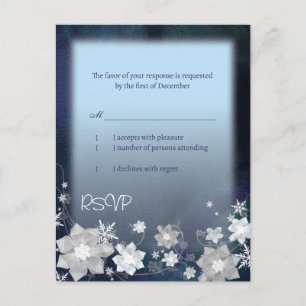 Blue Winter Wonderland Wedding RSVP Einladungspostkarte