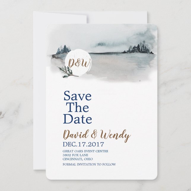 Blue Winter Wonderland Wedding speichern Sie die D Save The Date (Vorderseite)