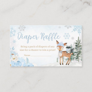 Blue Winter Woodland Animals Diaper Raffle Begleitkarte