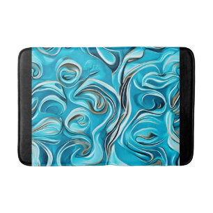 Blue Wirbel Digitale Abstrakte Kunst Badematte