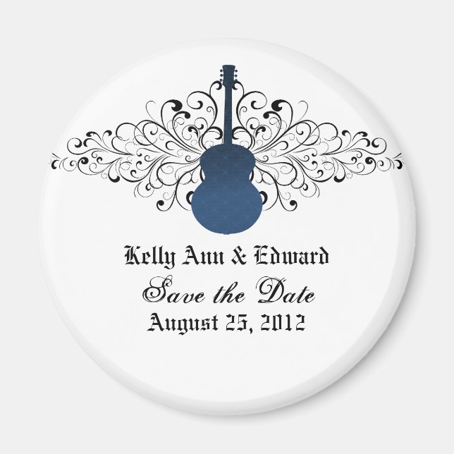 Blue Wirbel Guitar Save the Date Magnet (Vorne)