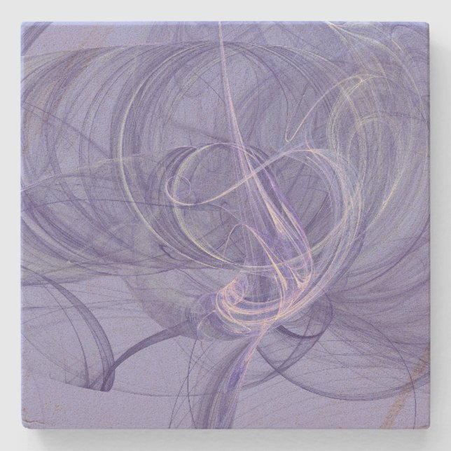 Blue Wispy Fraktal Square Stone Untersetzer (Vorderseite)