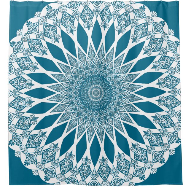Blue Woad Tristyns Mandala Duschvorhang (Vorderseite)