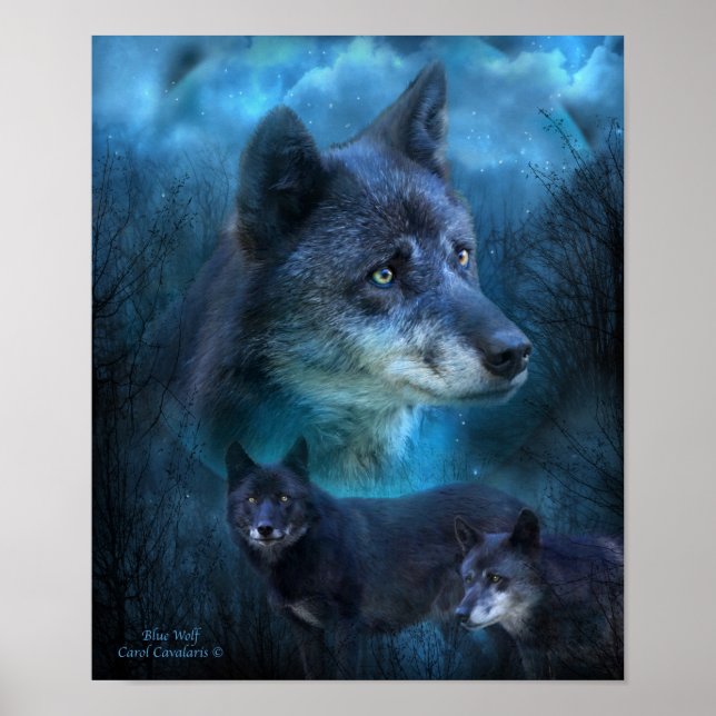 Blue Wolf Art Poster/Print Poster (Vorne)