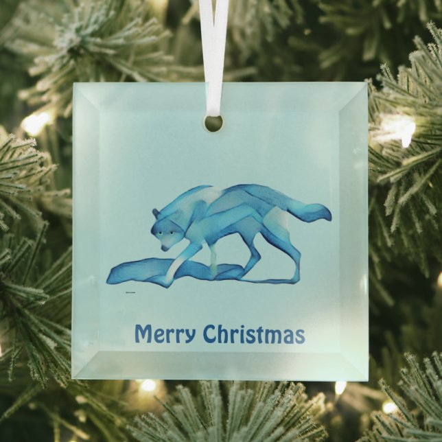 Blue Wolf Glass Ornament Aus Glas (Insitu)