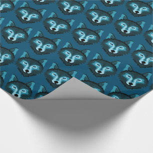 Blue Wolf Wrapping Paper Geschenkpapier