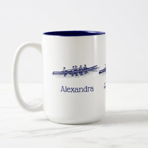 Blue Women Rowing Rowers Crew Team Wassersport Zweifarbige Tasse