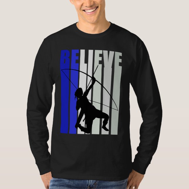 Blue Womens Believe Archery Inspirational Archer G T-Shirt (Vorderseite)