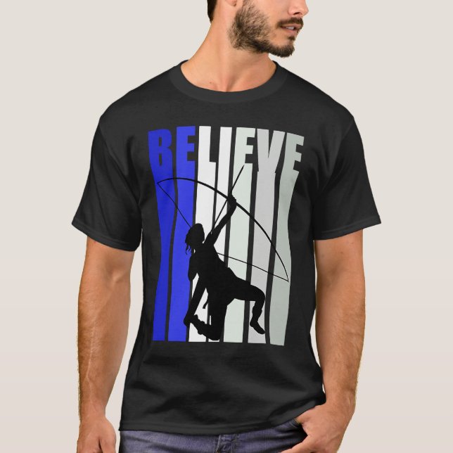 Blue Womens Believe Archery Inspirational Archer G T-Shirt (Vorderseite)