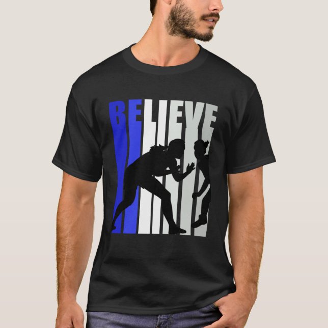 Blue Womens Believe Wrestling Inspirational Squad  T-Shirt (Vorderseite)