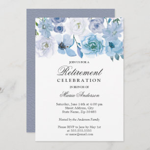 Blue Wonderful Blume Rente Party Einladung