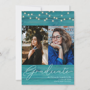 Blue Wood 2 Foto Handwritin Typografie Abschluss Einladung