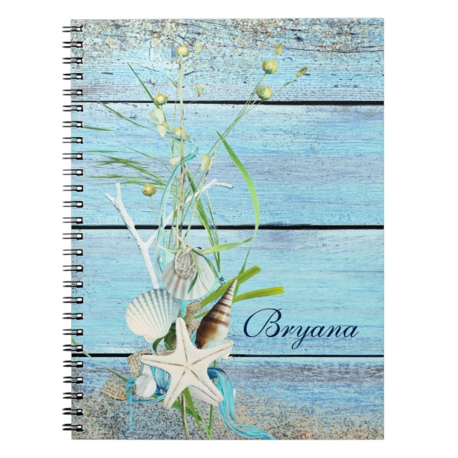 Blue Wood Beach Tropical Notebook Journal Notizblock (Vorderseite)