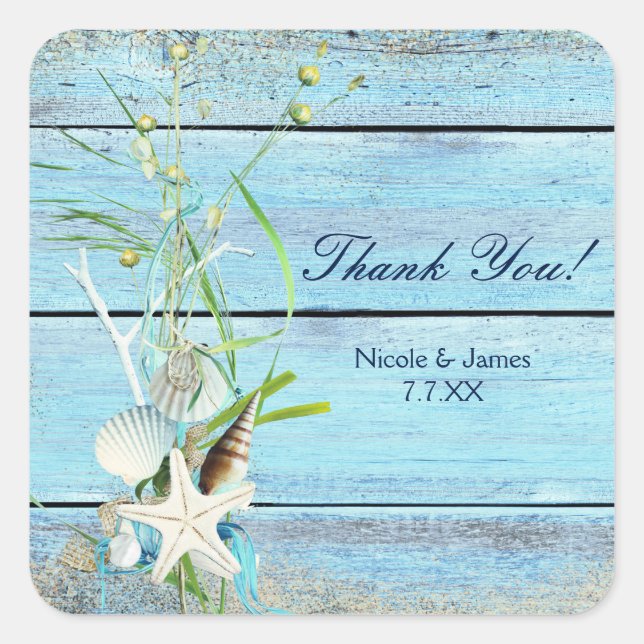 Blue Wood Beach Tropical Wedding Party Sticker (Vorderseite)