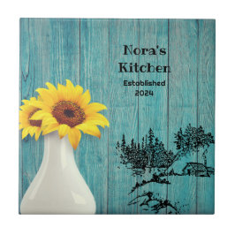 Blue Wood Daisy Fliese