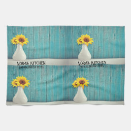 Blue Wood Daisy Geschirrtuch