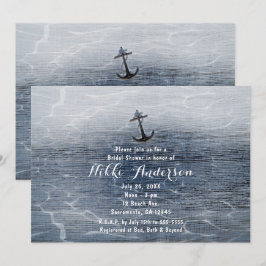 Blue Wood Elegant Nautical Beach Sea Einladungen